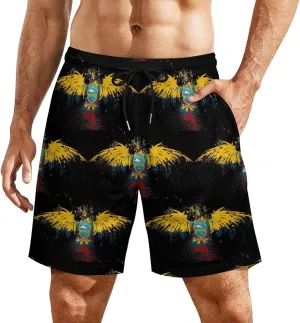 Guyana Flag Map Mens Swim Trunks Quick Dry Swim Shorts with Pockets Funny Beach Shorts
