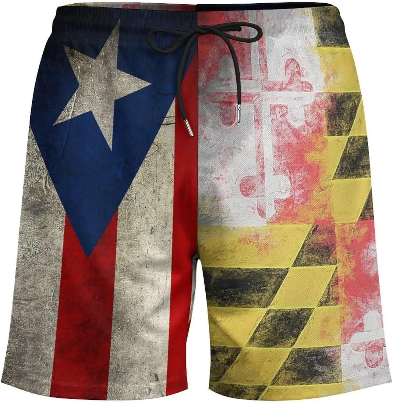 Guyana Flag Map Mens Swim Trunks Quick Dry Swim Shorts with Pockets Funny Beach Shorts