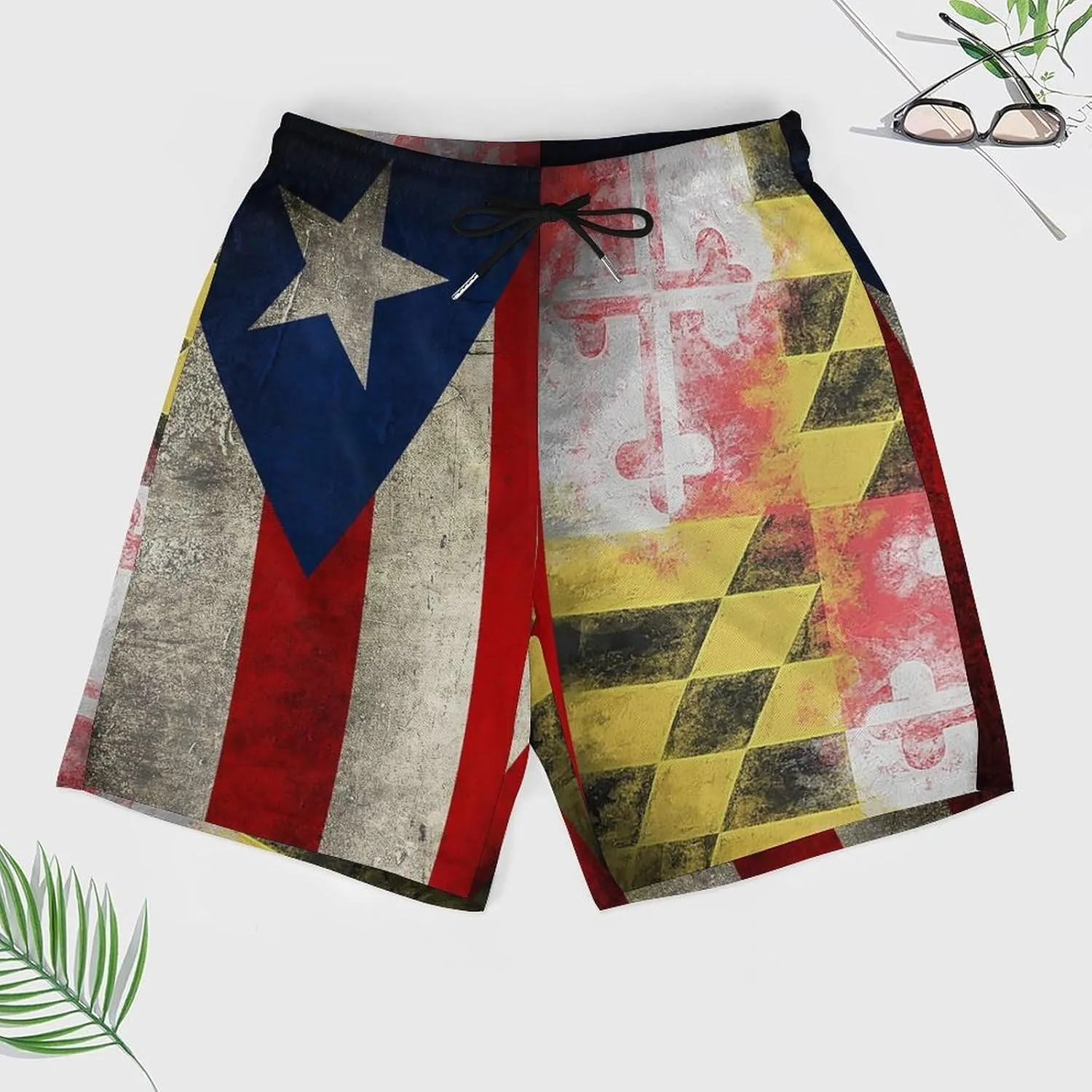 Guyana Flag Map Mens Swim Trunks Quick Dry Swim Shorts with Pockets Funny Beach Shorts