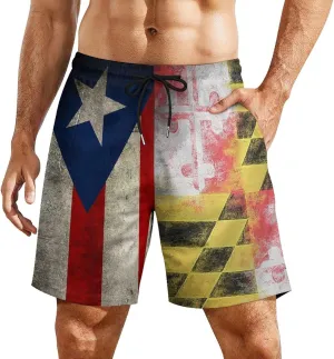 Guyana Flag Map Mens Swim Trunks Quick Dry Swim Shorts with Pockets Funny Beach Shorts