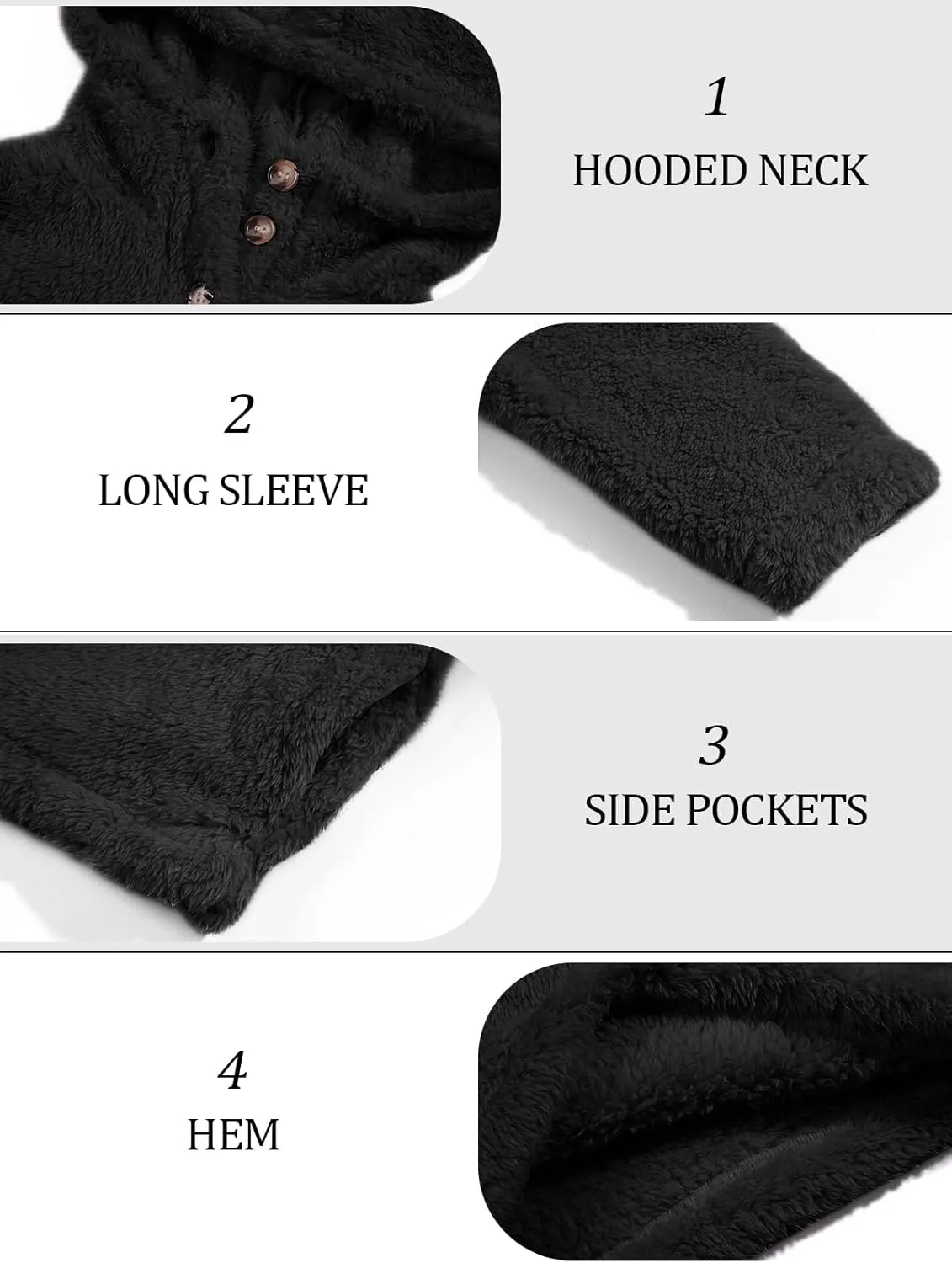 Haloumoning Girls Sherpa Hoodies Kids Fashion Fuzzy Fleece Half Button Long Sleeve Sweatshirt 5-14 Years