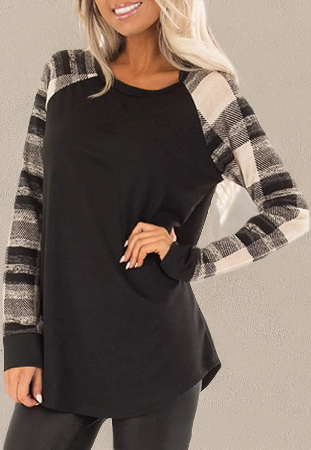 HARHAY 2023 Women's Cotton Knitted Long Sleeve Lightweight Tunic Sweatshirt Tops