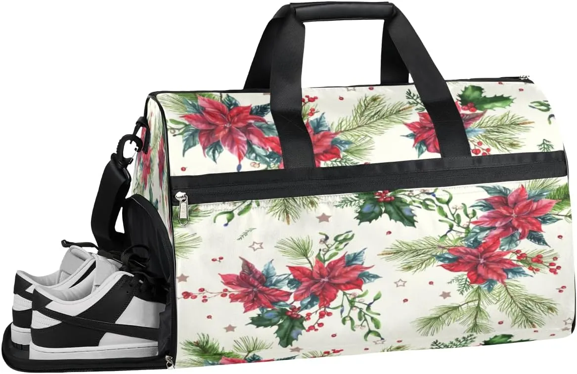 Hellebore Flowers Pattern Sports Gym Bag with Wet Pocket & Shoes Compartment Waterproof Workout Duffel Bag for Women and Men Weekender Overnight Duffle Bag Travel Carry-on Tote