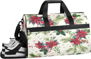 Hellebore Flowers Pattern Sports Gym Bag with Wet Pocket & Shoes Compartment Waterproof Workout Duffel Bag for Women and Men Weekender Overnight Duffle Bag Travel Carry-on Tote