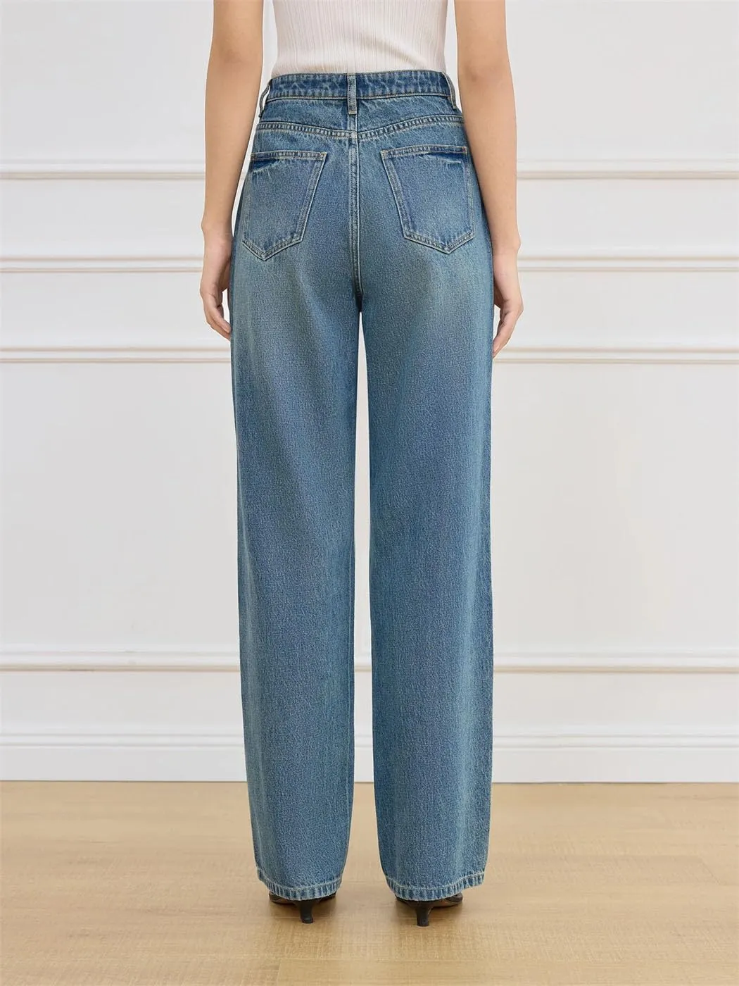High Rise Straight Jeans for Women Spring Vintage Casual Denim Pants Ankle Length Pants