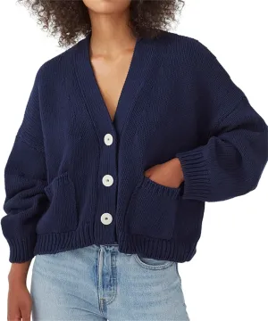 HOULENGS Women's Long Sleeve Chunky Knit Cardigan Sweater Button Down Sweater Outerwear with Pockets