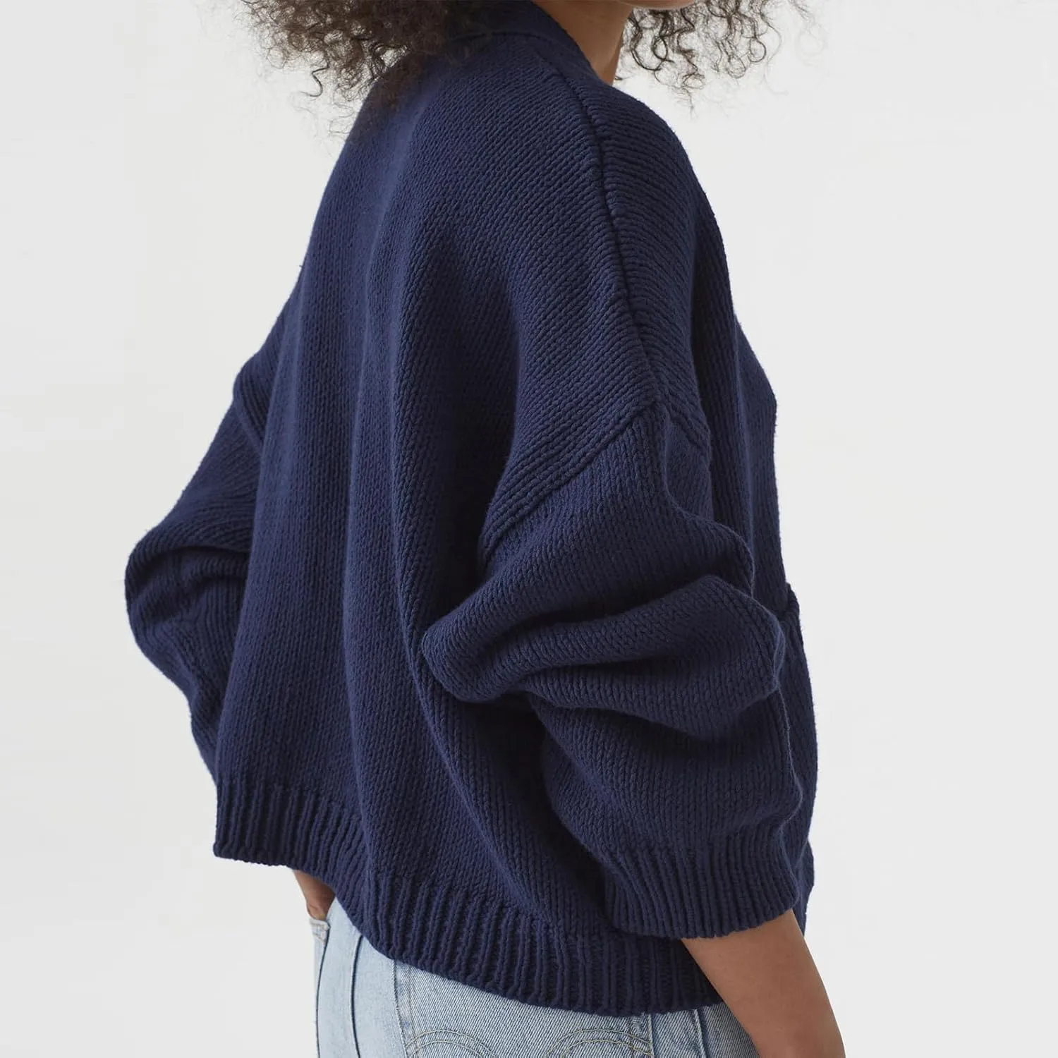 HOULENGS Women's Long Sleeve Chunky Knit Cardigan Sweater Button Down Sweater Outerwear with Pockets
