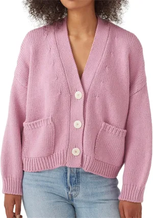 HOULENGS Women's Long Sleeve Chunky Knit Cardigan Sweater Button Down Sweater Outerwear with Pockets