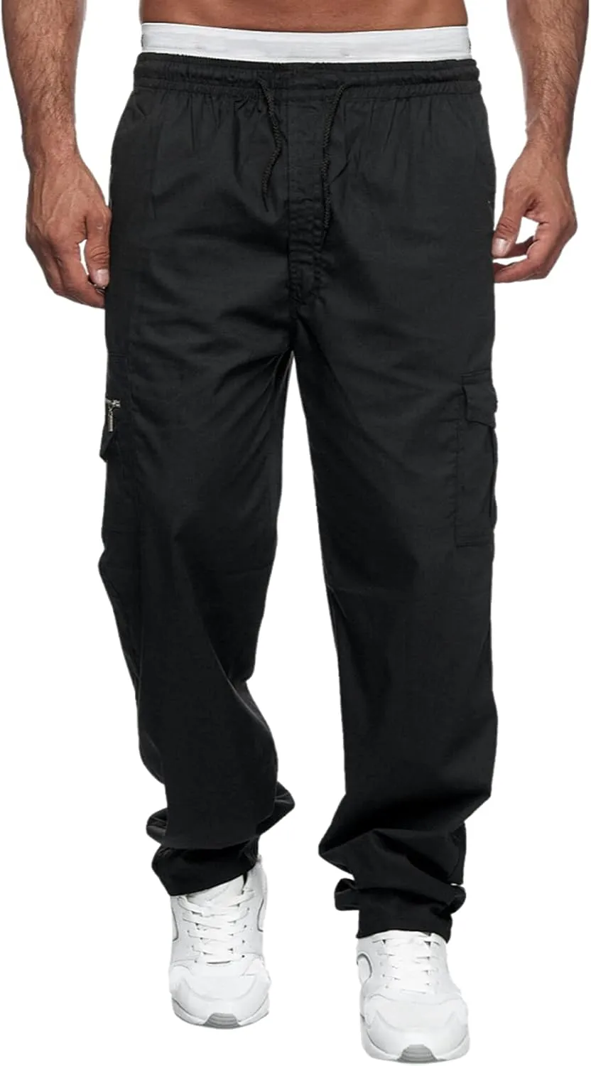 Hulpvktsgiq Mens Fashion Joggers Sports Pants - Cargo Pants Sweatpants Multi Pockets Trousers Mens Loose Fit Long Pants