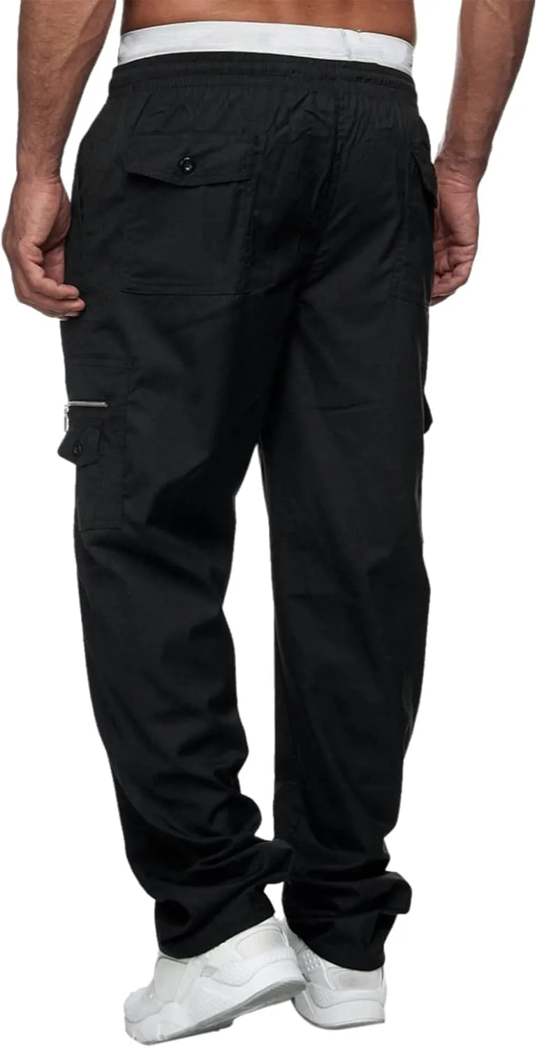 Hulpvktsgiq Mens Fashion Joggers Sports Pants - Cargo Pants Sweatpants Multi Pockets Trousers Mens Loose Fit Long Pants