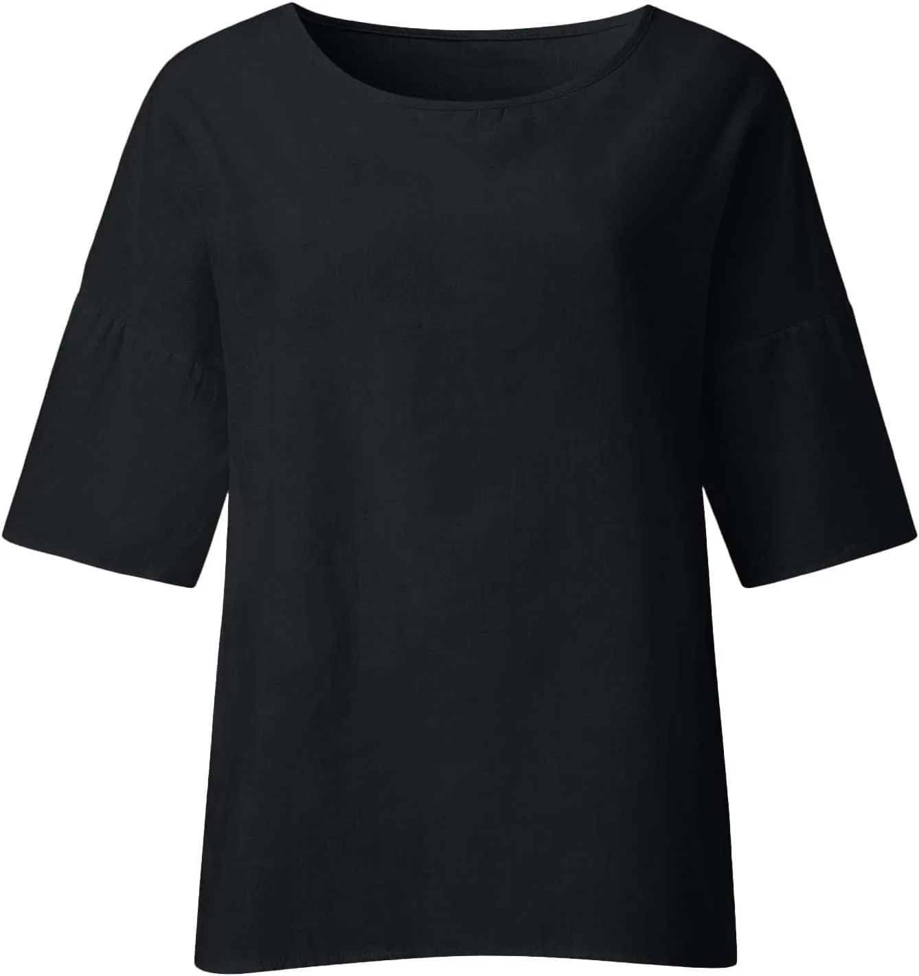 HXHYQKP Linen Tops for Women Summer Plus Size T Shirts V Neck Loose Blouses Trendy Tops for Women 2025