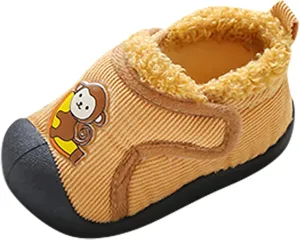 Infant Girls Boys artoon Cotton Cloth Plush Shoes Soft Flat Bottom Lightweight Slip On Warm Sport Shoes for Baby