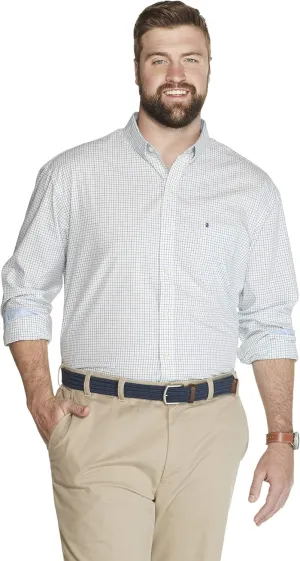 IZOD Men's Big and Tall Button Down Long Sleeve Stretch Performance Tattersal Shirt