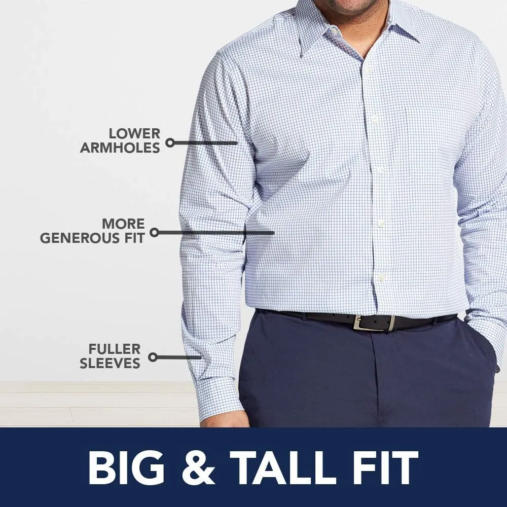 IZOD Men's Big and Tall Button Down Long Sleeve Stretch Performance Tattersal Shirt