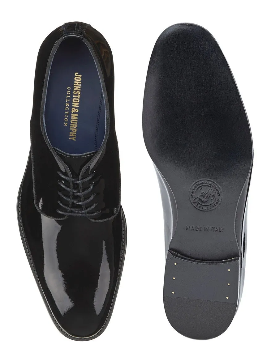 J & M Collection Kinser Plain Toe in Black Italian Patent Calfskin