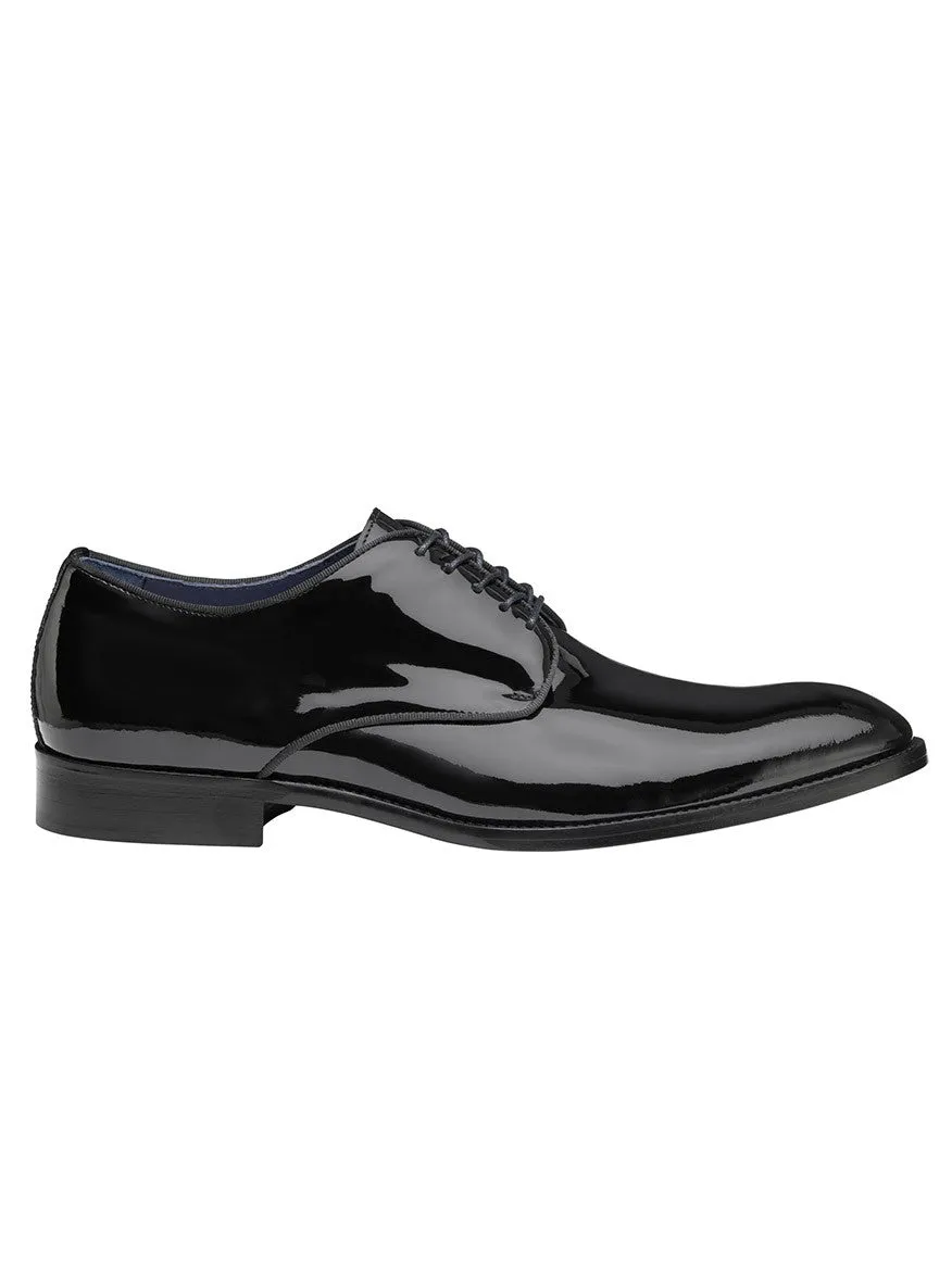 J & M Collection Kinser Plain Toe in Black Italian Patent Calfskin