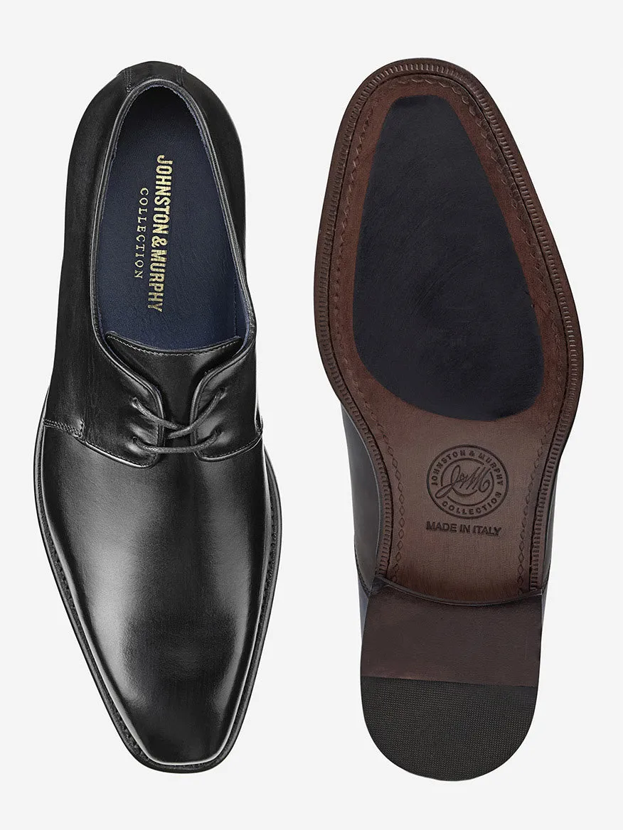 J & M Collection Larson 2-Eye Plain Toe in Black Italian Calfskin