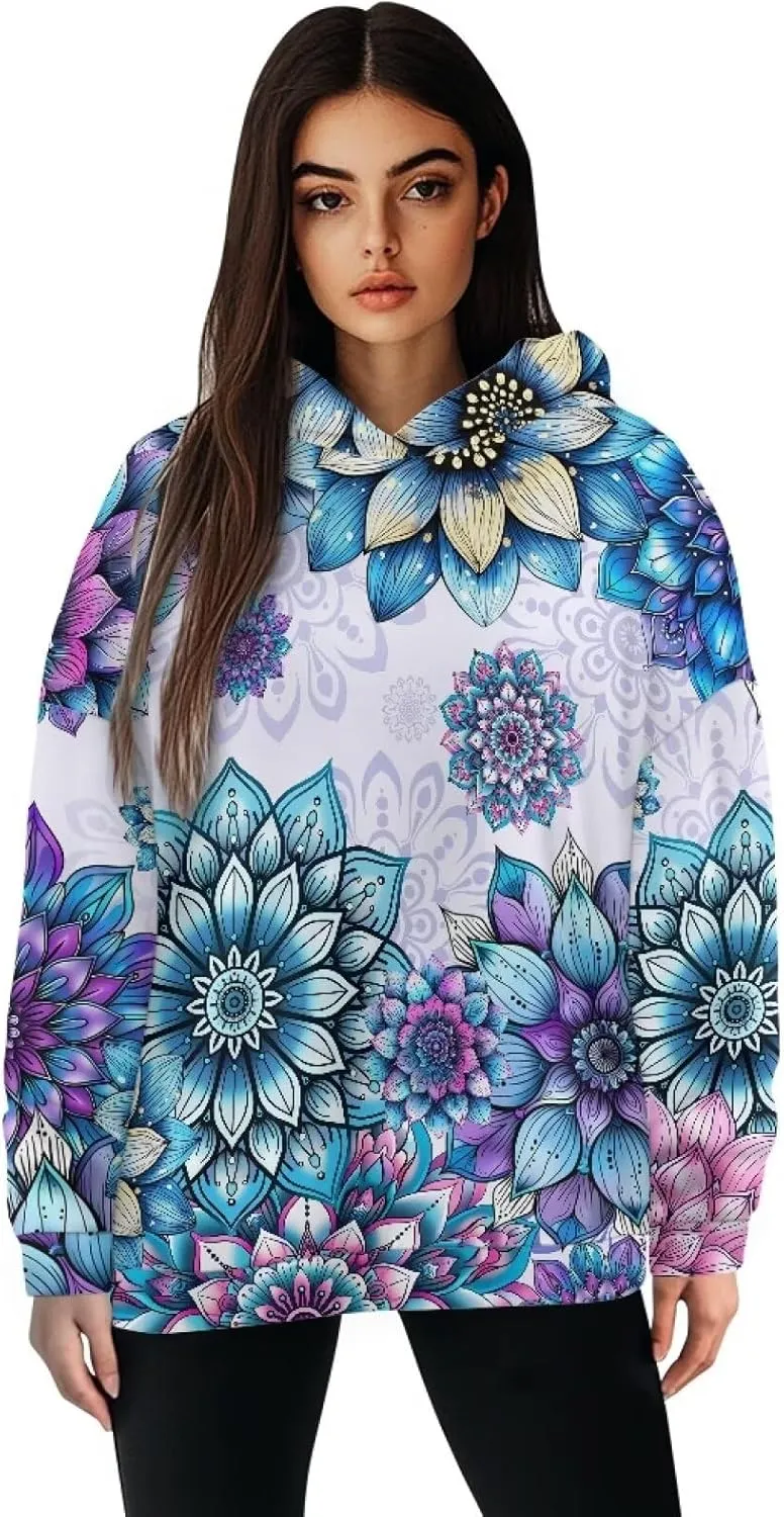 JEOCODY Women Oversized Hoodie Casual Long Sleeve Graphic Hooded Sweatshirt Size S-2XL