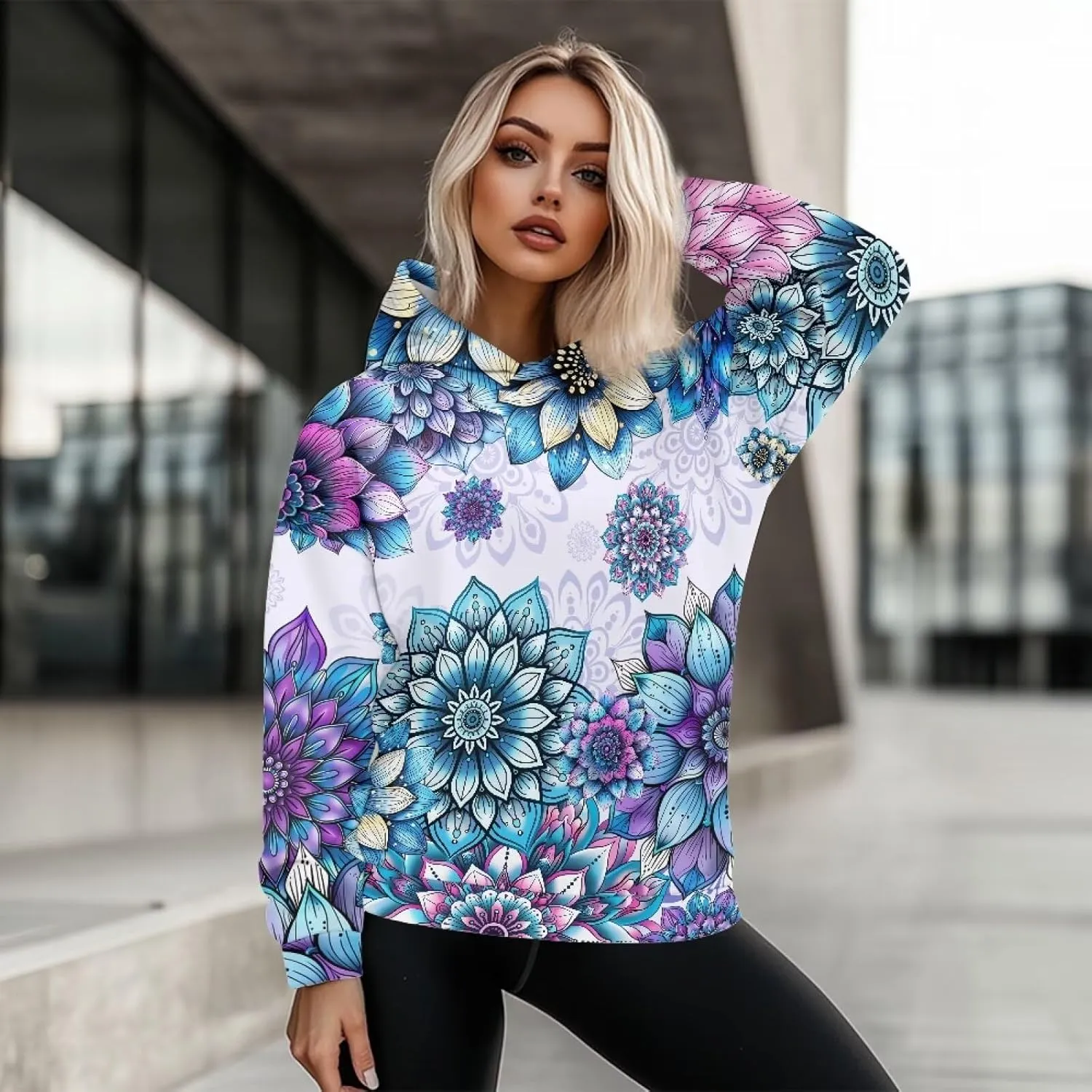 JEOCODY Women Oversized Hoodie Casual Long Sleeve Graphic Hooded Sweatshirt Size S-2XL