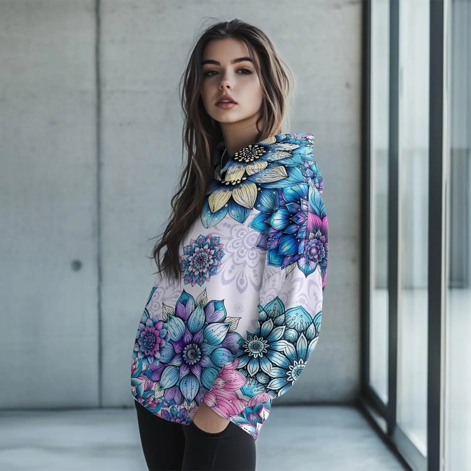 JEOCODY Women Oversized Hoodie Casual Long Sleeve Graphic Hooded Sweatshirt Size S-2XL