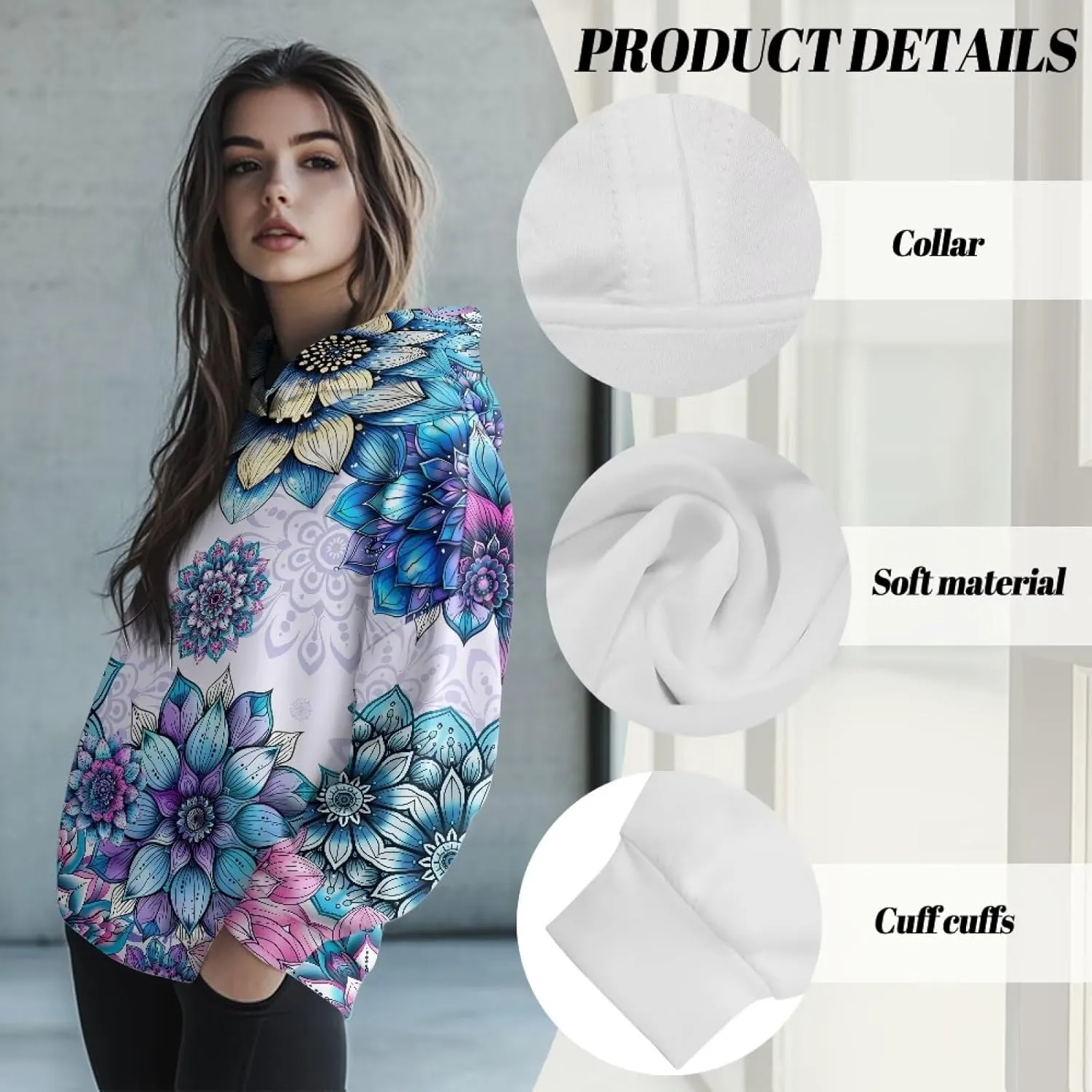 JEOCODY Women Oversized Hoodie Casual Long Sleeve Graphic Hooded Sweatshirt Size S-2XL