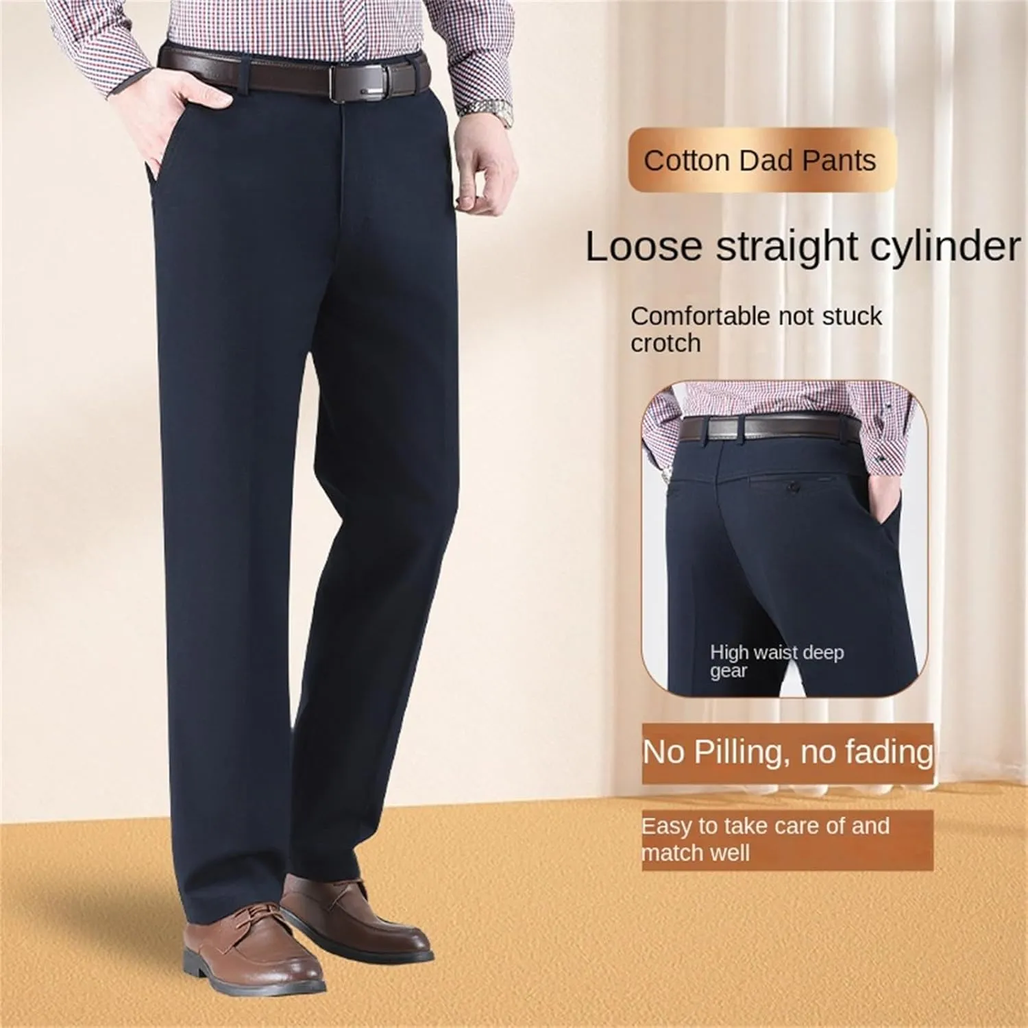 Jett Pants for Older Men, Jettjeans3 - Men's High Waist Casual Straight Fit Stretch Relaxed Fit Stretch Denim Jeans Over 60