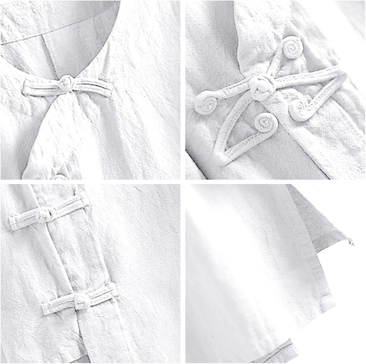 Kedera Women's Loose Cotton Linen Blouse Round Neck with Chinese Frog Button Tops