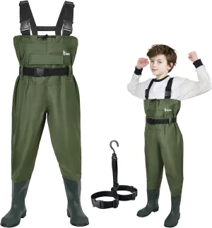 Kids Chest Waders for Toddler Children Waterproof Youth Fishing Waders for Boys Girls Hunting Waders with Insulated Boots