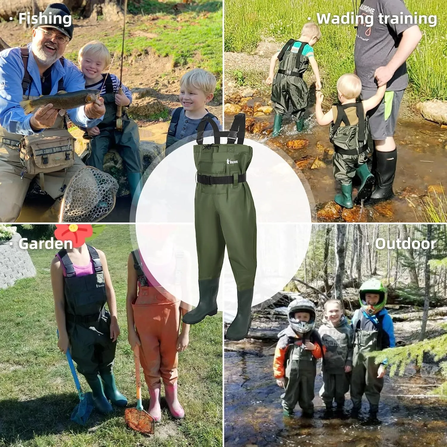 Kids Chest Waders for Toddler Children Waterproof Youth Fishing Waders for Boys Girls Hunting Waders with Insulated Boots