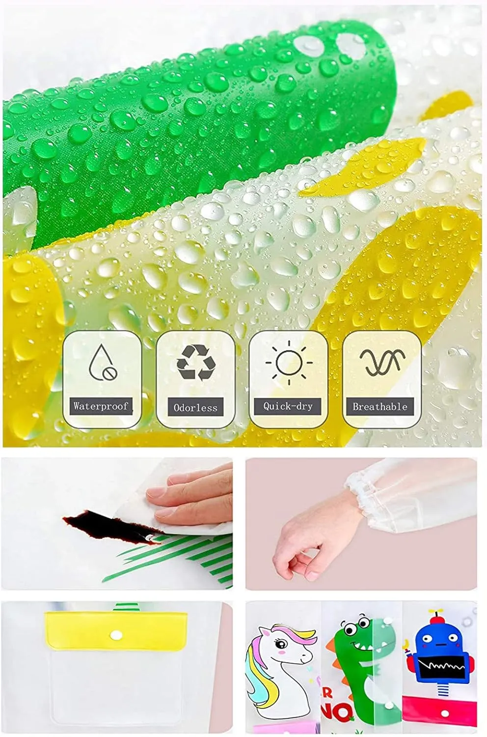 Kids Clear Rain Poncho Boys Girls Raincoats Waterproof Rain Suit Toddler Lightweight Hooded Rain Jacket Reusable Poncho