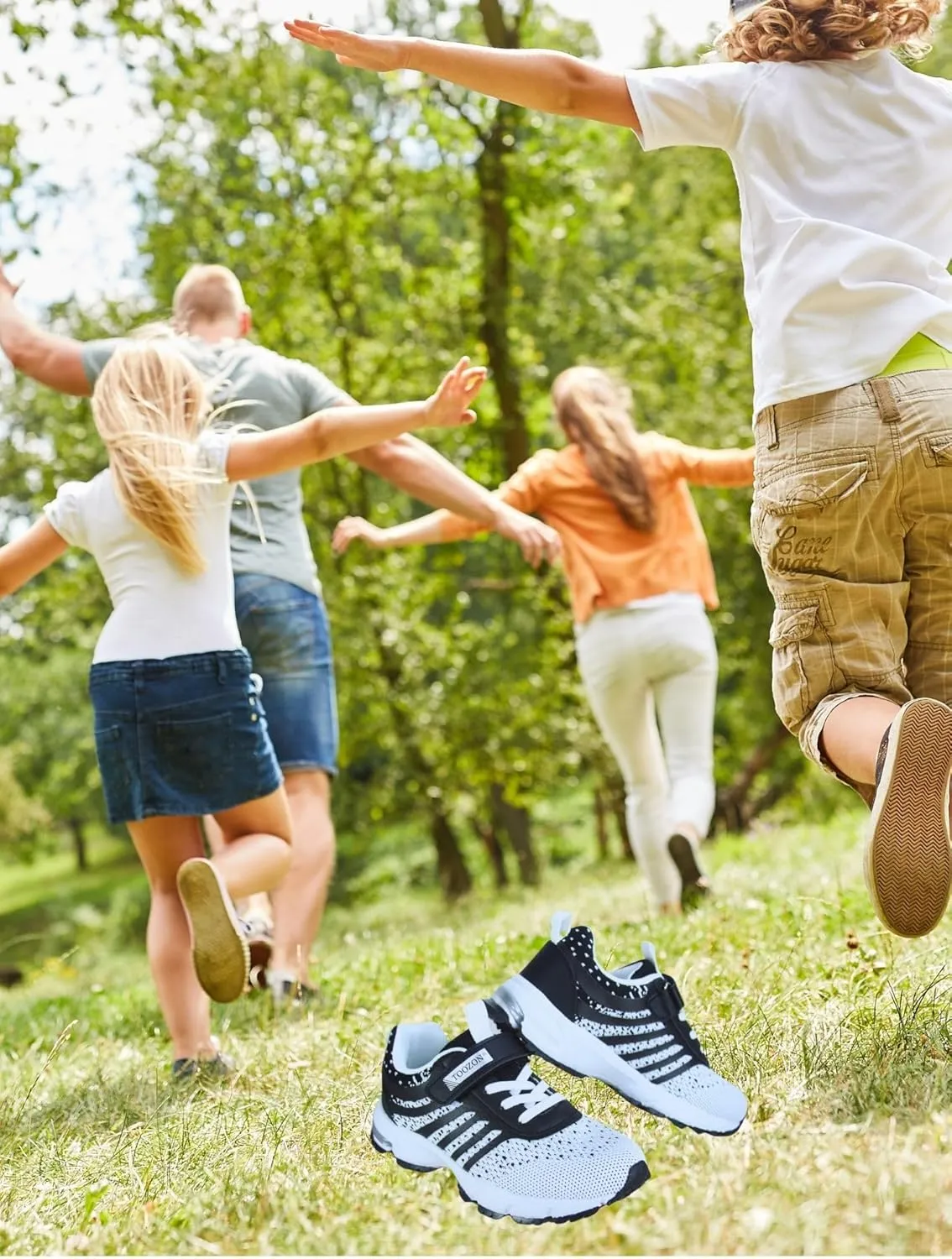 Kids Girls and Boys Lightweight Strap Running Athletic School Sneakers Shoes