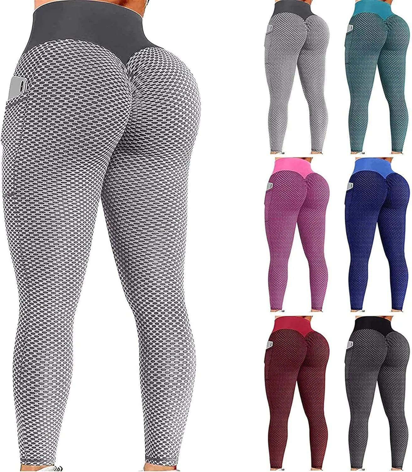 Ladmiple Leggings for Women Tummy Control Butt Lifting Workout Scrunch Butt Gym Fitness Booty Tight Yoga Pants with Pockets