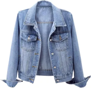 Ladyful Women's Bride Casual Jean Jacket Distressed Ripped Denim Jacket Coat with Pockets