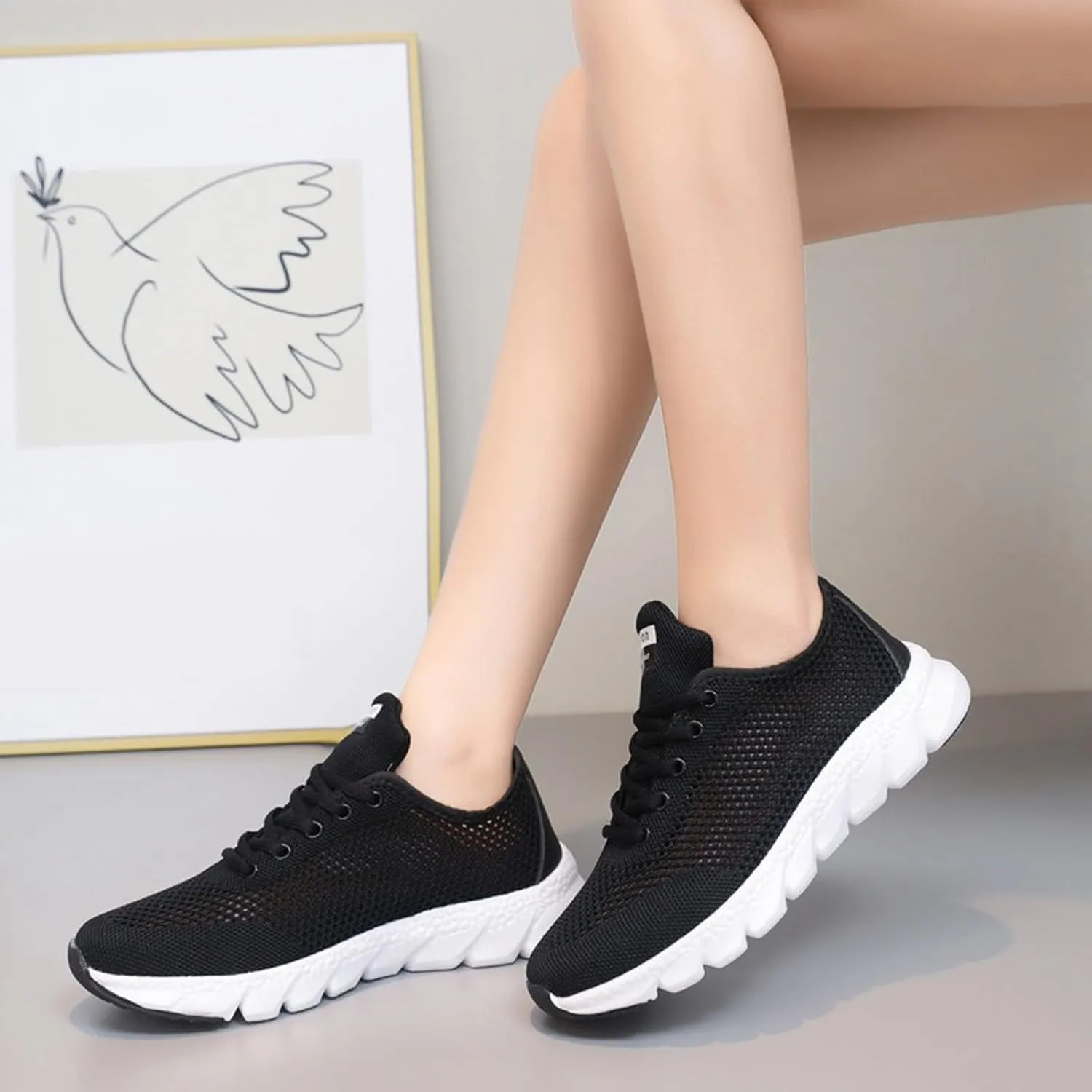 Lightweight Walking Tennis Shoes for Women Non Slip Cushion Fashion Running Tennis Shoes Versatile Dress Shoe