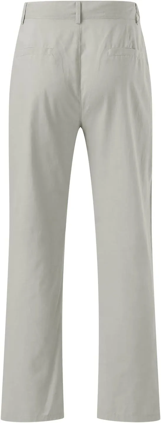 Linen Pants for Men Pleated Lightweight Loose Jogging Trousers Outdoor Running Summer Travel Pants