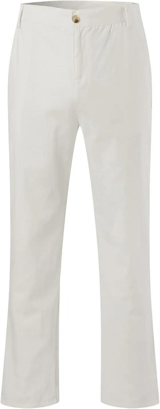 Linen Pants for Men Pleated Lightweight Loose Jogging Trousers Outdoor Running Summer Travel Pants