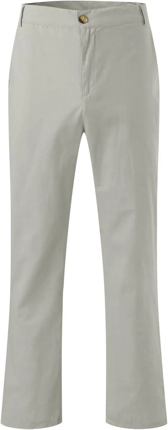 Linen Pants for Men Pleated Lightweight Loose Jogging Trousers Outdoor Running Summer Travel Pants