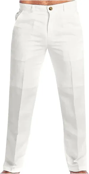 Linen Pants for Men Pleated Lightweight Loose Jogging Trousers Outdoor Running Summer Travel Pants