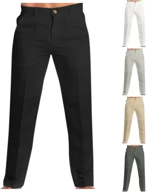 Linen Pants for Men Pleated Lightweight Loose Jogging Trousers Outdoor Running Summer Travel Pants