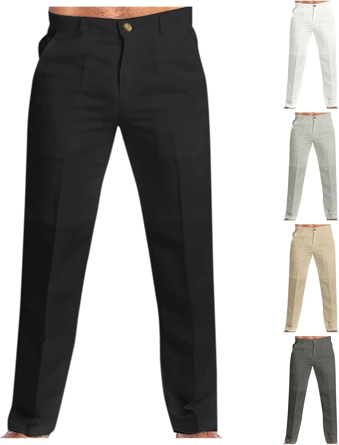 Linen Pants for Men Pleated Lightweight Loose Jogging Trousers Outdoor Running Summer Travel Pants