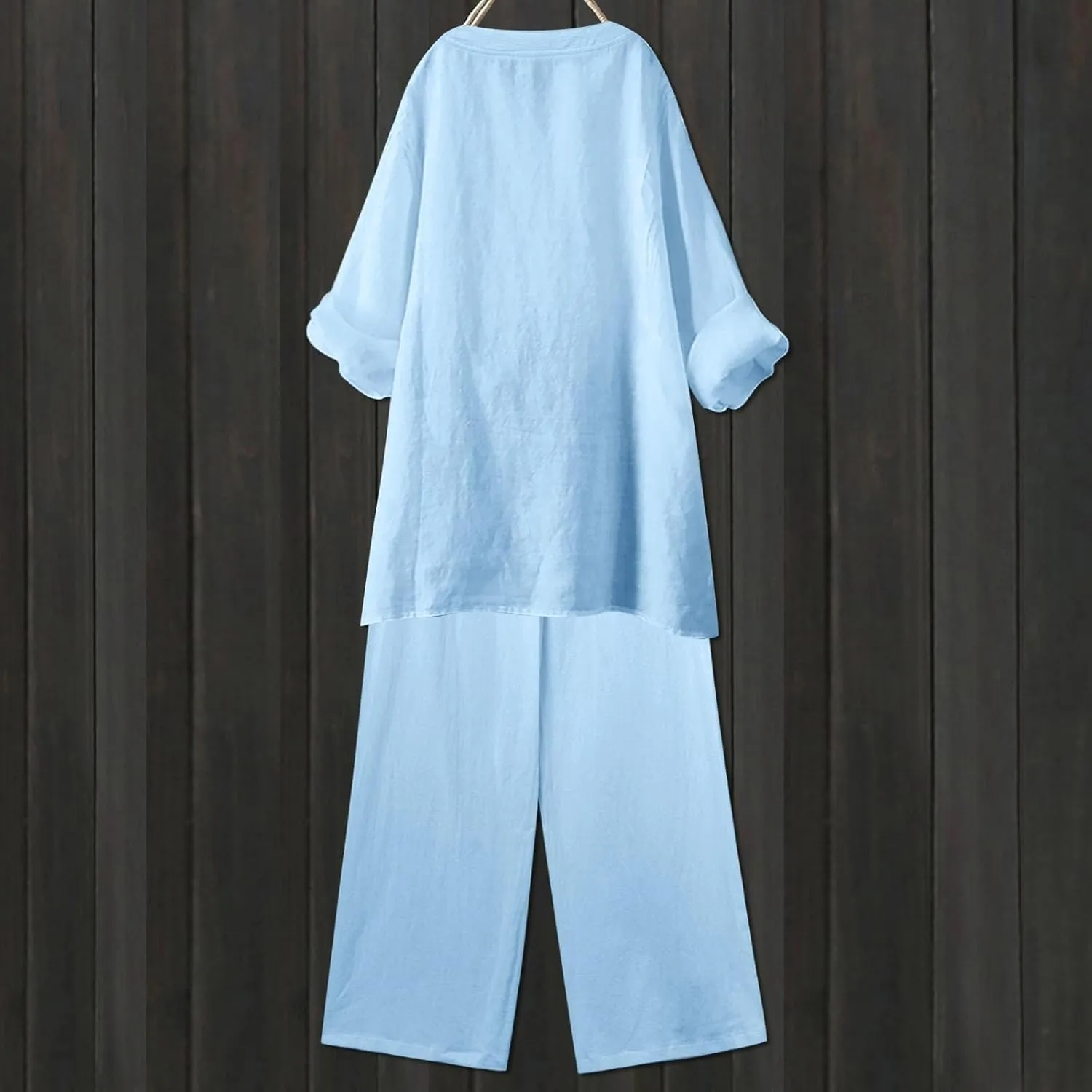 Linen Sets for Women 2 Piece Linen and Cotton Set Plus Size Lounge Matching Business Casual Summer Outfits for Women