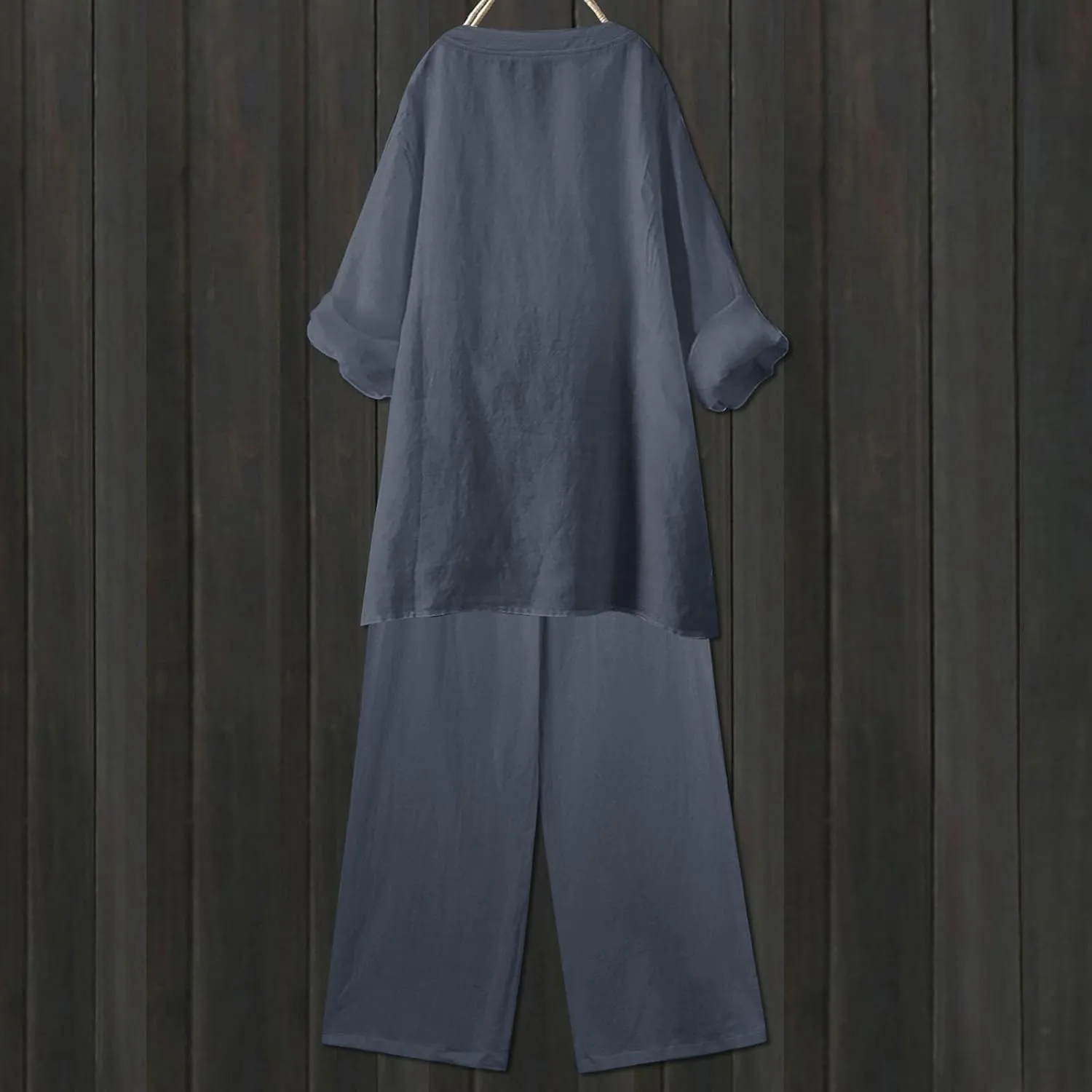 Linen Sets for Women 2 Piece Linen and Cotton Set Plus Size Lounge Matching Business Casual Summer Outfits for Women
