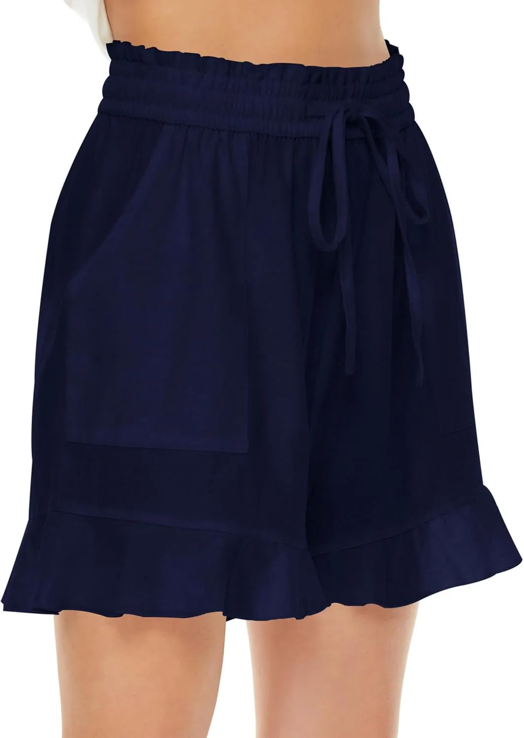 LNX Womens Linen Shorts High Waisted Wide Leg Drawstring Summer Beach Shorts with Pockets