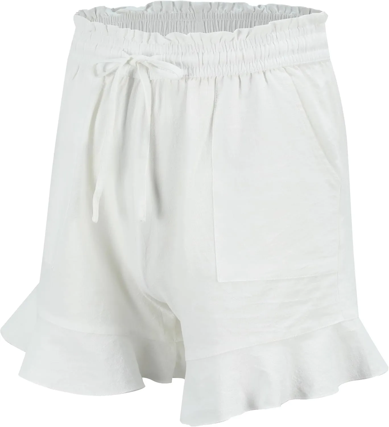 LNX Womens Linen Shorts High Waisted Wide Leg Drawstring Summer Beach Shorts with Pockets