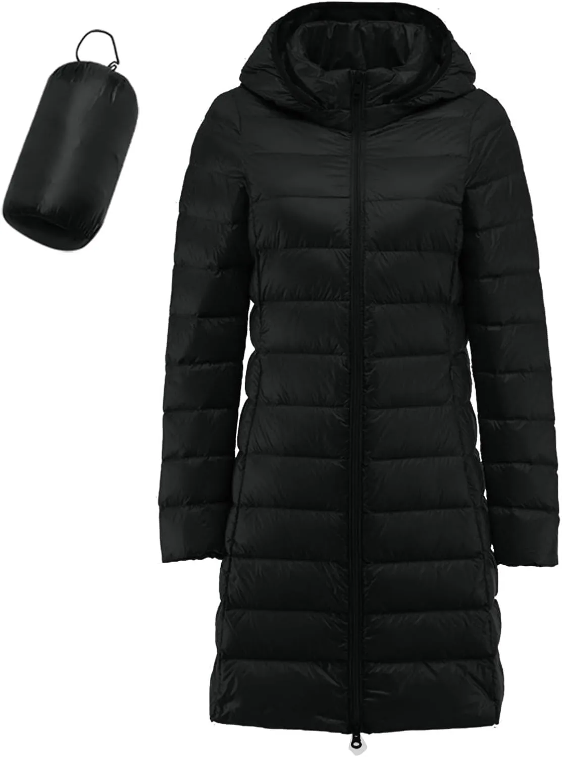 Long Lightweight Down Jackets Women Hooded Packable Puffer Jacket Winter Warm Casual Trendy Outerwear Quilted Coats