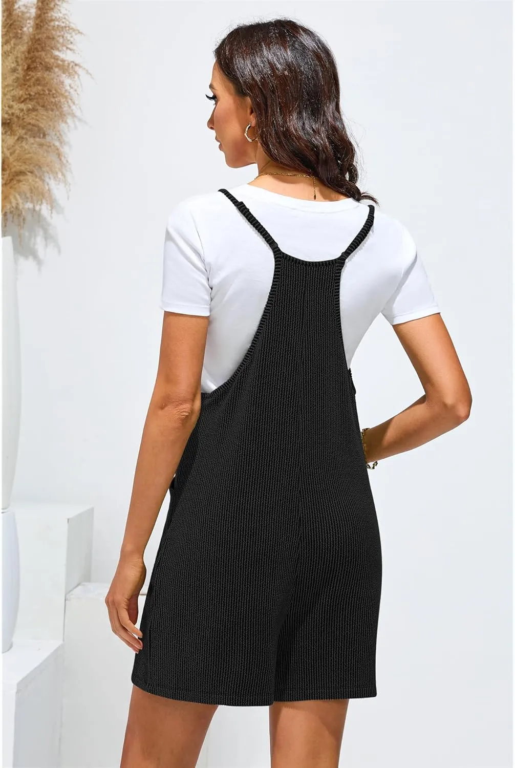 luvamia Rompers for Women Sleeveless Summer Short Jumpsuits Adjustable Straps Overall Shorts Resort Wear Vacation Outfit