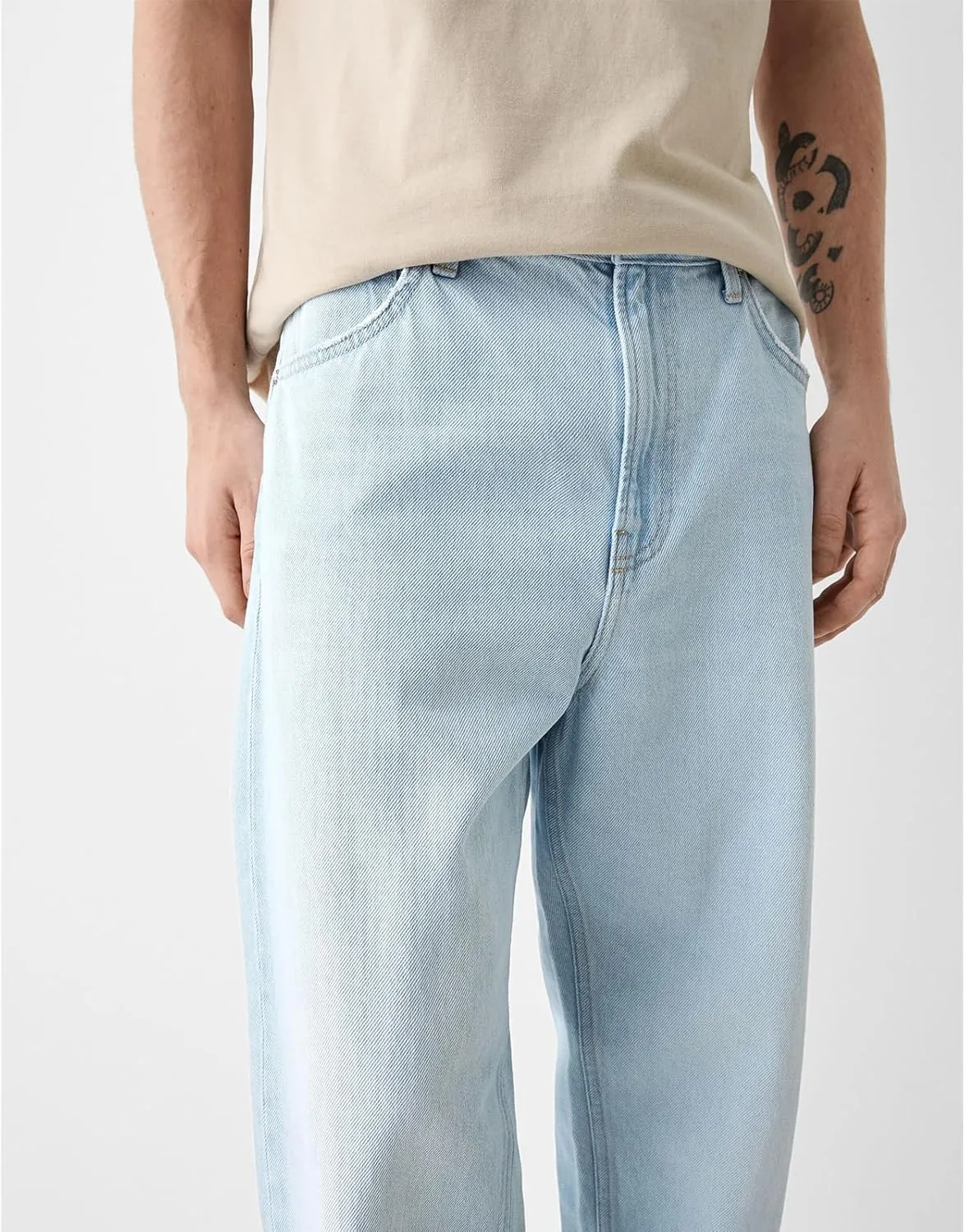 Men Jeans Straight fit High Waisted Work Jeans Relaxed Fit Baggy Denim Jeans Pants