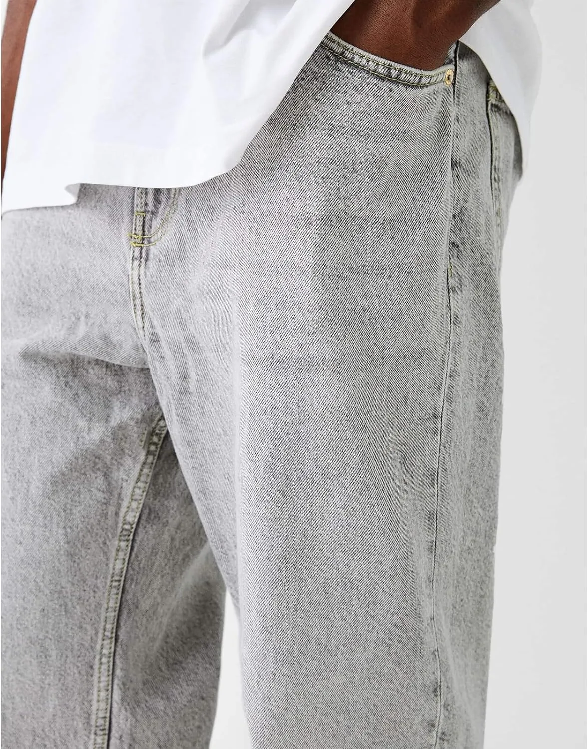 Men Jeans Straight fit High Waisted Work Jeans Relaxed Fit Baggy Denim Jeans Pants