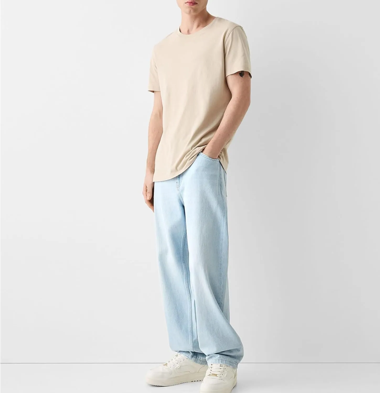Men Jeans Straight fit High Waisted Work Jeans Relaxed Fit Baggy Denim Jeans Pants