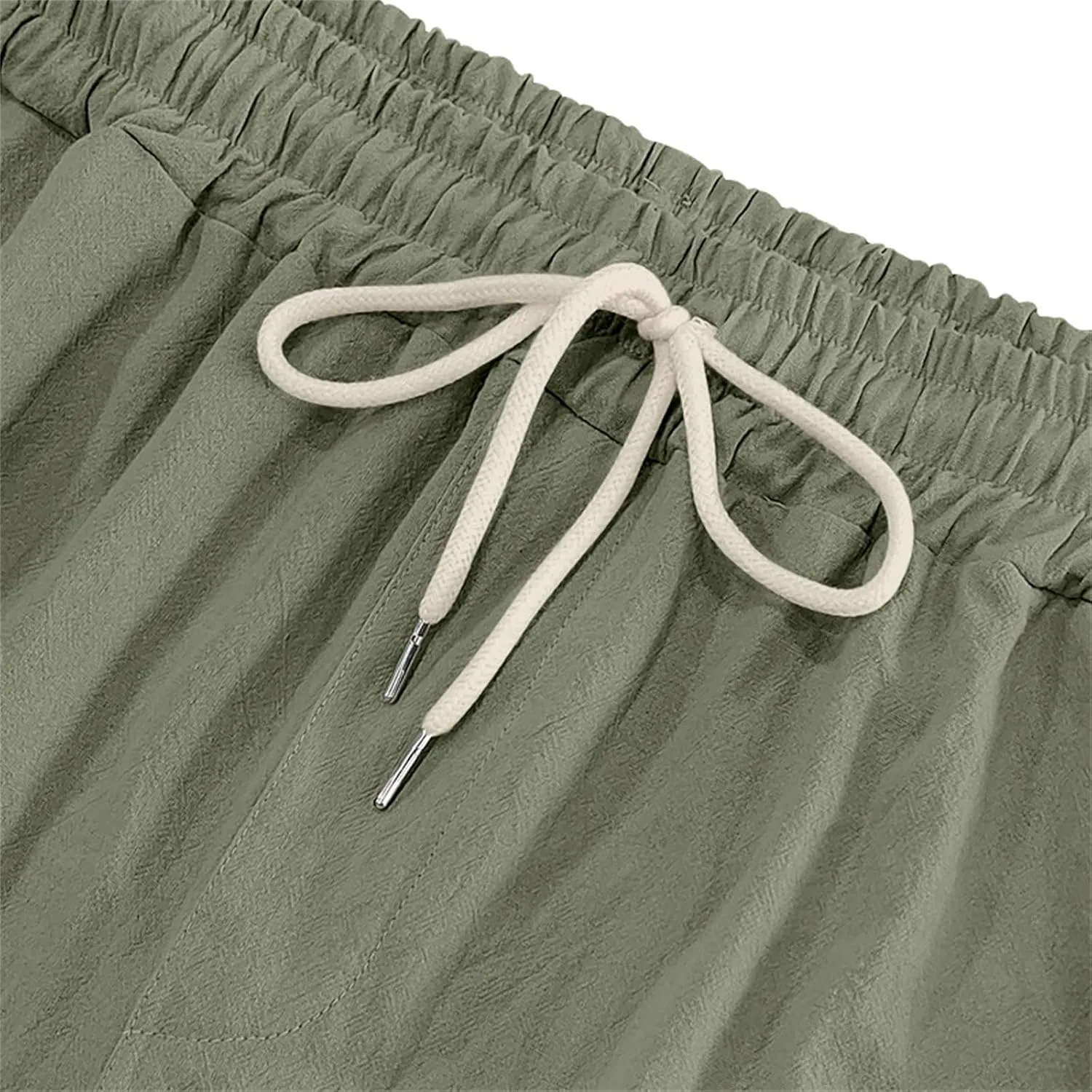 Mens Athletic Pants Tapered Linen Elastic Waist Active Beach Flex Trousers Joggers Travel Hiking Pants